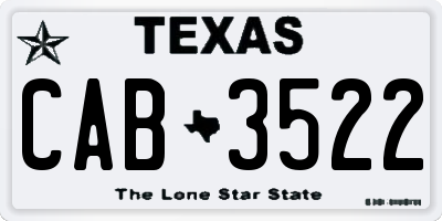 TX license plate CAB3522