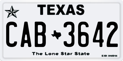TX license plate CAB3642
