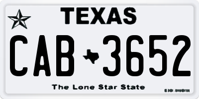 TX license plate CAB3652