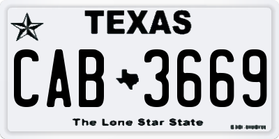 TX license plate CAB3669