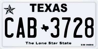 TX license plate CAB3728