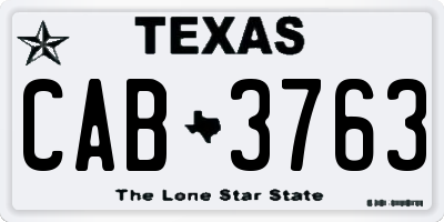 TX license plate CAB3763