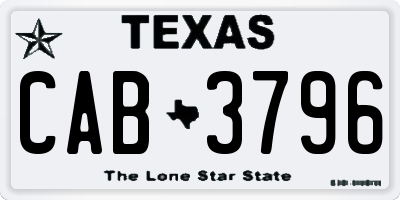 TX license plate CAB3796