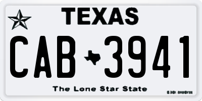 TX license plate CAB3941