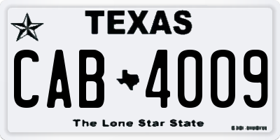 TX license plate CAB4009