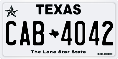 TX license plate CAB4042