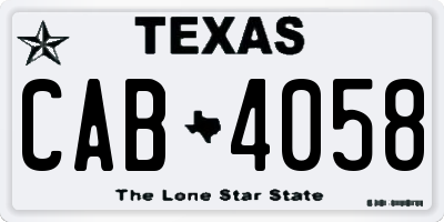 TX license plate CAB4058