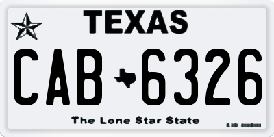 TX license plate CAB6326