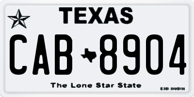 TX license plate CAB8904