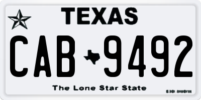 TX license plate CAB9492