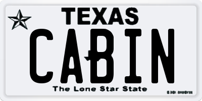 TX license plate CABIN