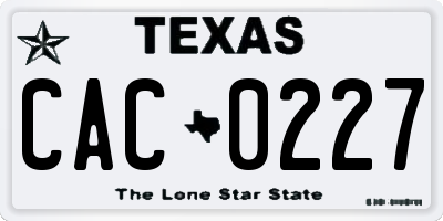TX license plate CAC0227