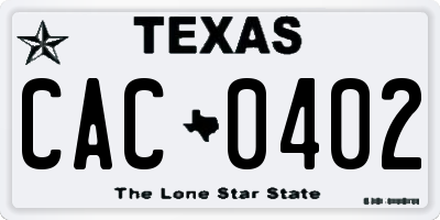 TX license plate CAC0402