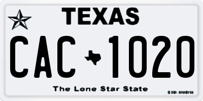 TX license plate CAC1020