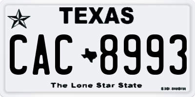TX license plate CAC8993