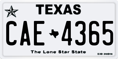 TX license plate CAE4365