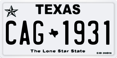 TX license plate CAG1931