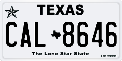 TX license plate CAL8646
