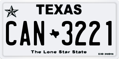 TX license plate CAN3221