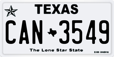 TX license plate CAN3549
