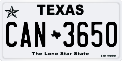TX license plate CAN3650