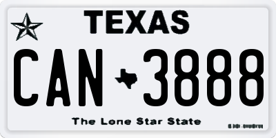 TX license plate CAN3888