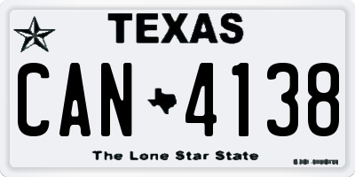 TX license plate CAN4138