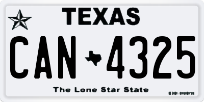 TX license plate CAN4325