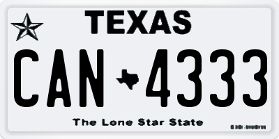 TX license plate CAN4333