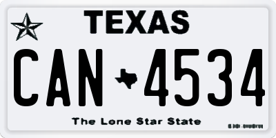 TX license plate CAN4534