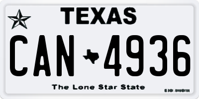 TX license plate CAN4936