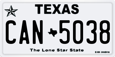 TX license plate CAN5038