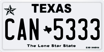 TX license plate CAN5333