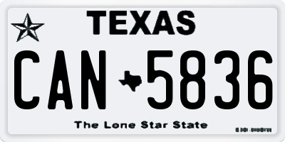 TX license plate CAN5836