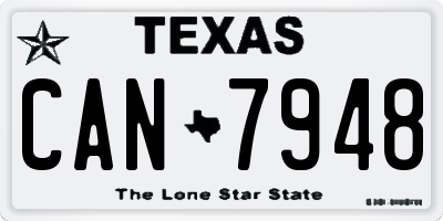 TX license plate CAN7948