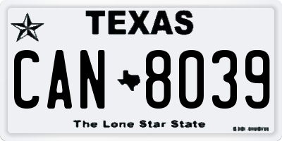 TX license plate CAN8039