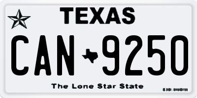 TX license plate CAN9250