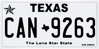 TX license plate CAN9263