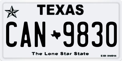 TX license plate CAN9830
