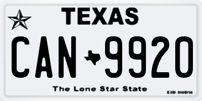TX license plate CAN9920