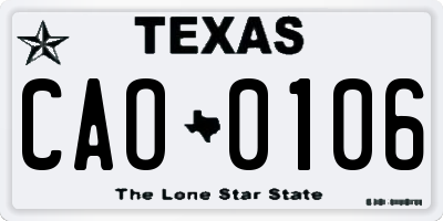 TX license plate CAO0106