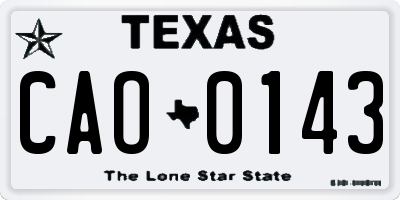 TX license plate CAO0143
