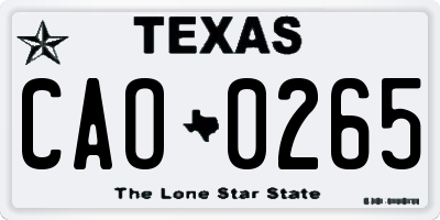 TX license plate CAO0265