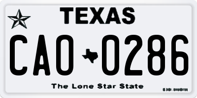 TX license plate CAO0286