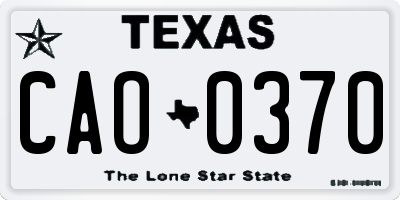 TX license plate CAO0370
