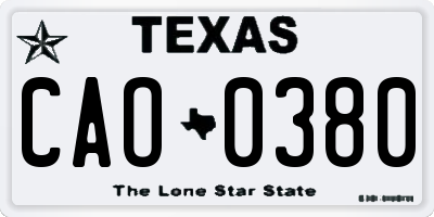 TX license plate CAO0380