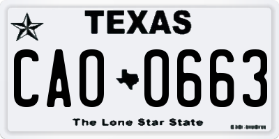 TX license plate CAO0663