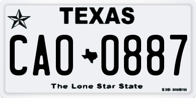 TX license plate CAO0887
