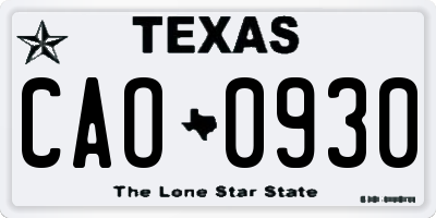 TX license plate CAO0930