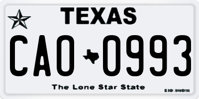 TX license plate CAO0993